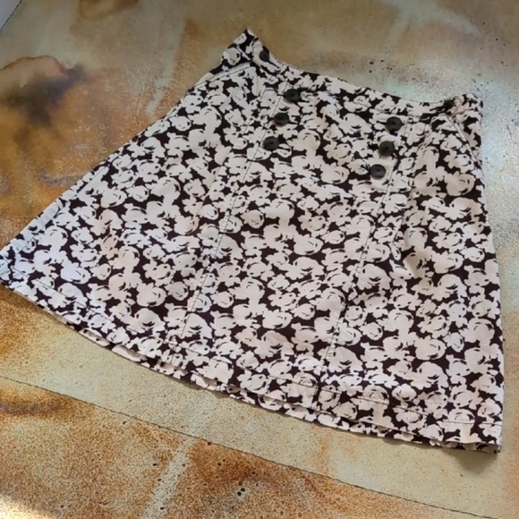 Merona | 100% Cotton A-Line Mini Skirt in Brown and Cream Size 12 - Picture 1 of 10